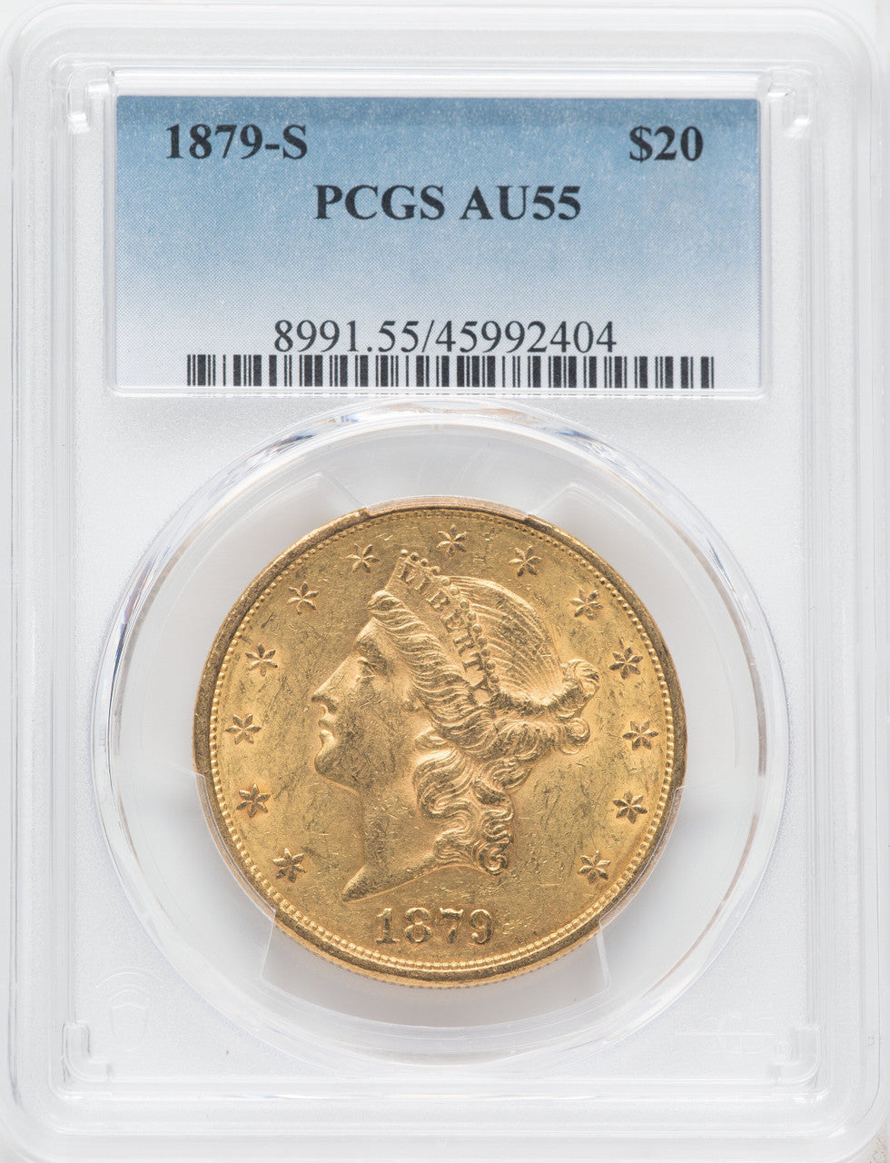 1879-S $20 Liberty Double Eagle PCGS AU55