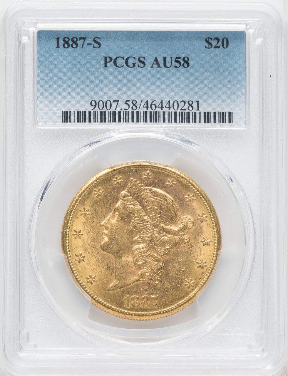 1887-S $20 Liberty Double Eagle PCGS AU58