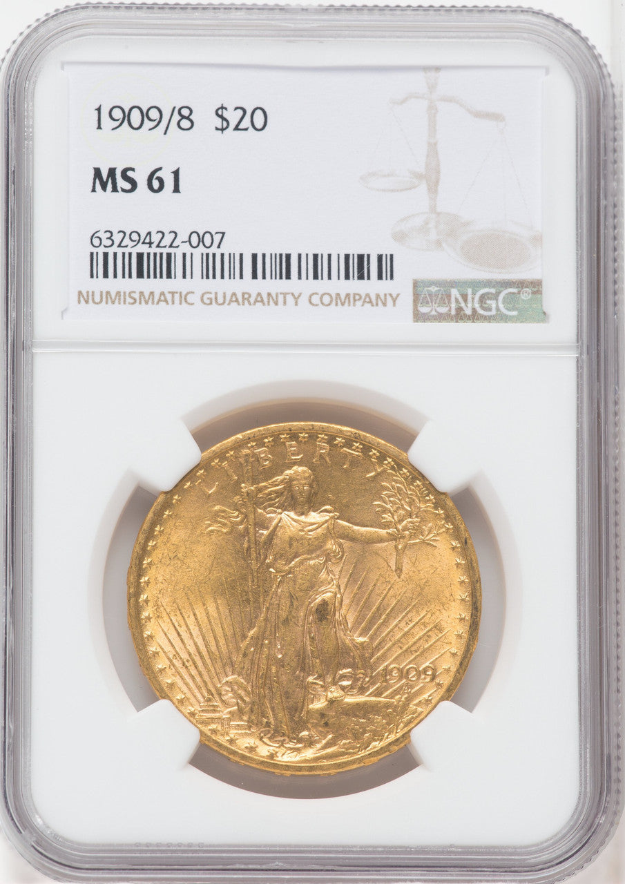 1909/8 $20 FS-301 Saint-Gaudens Double Eagle NGC MS61