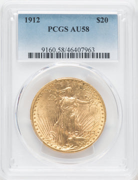 1912 $20 Saint-Gaudens Double Eagle PCGS AU58