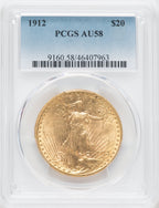 1912 $20 Saint-Gaudens Double Eagle PCGS AU58