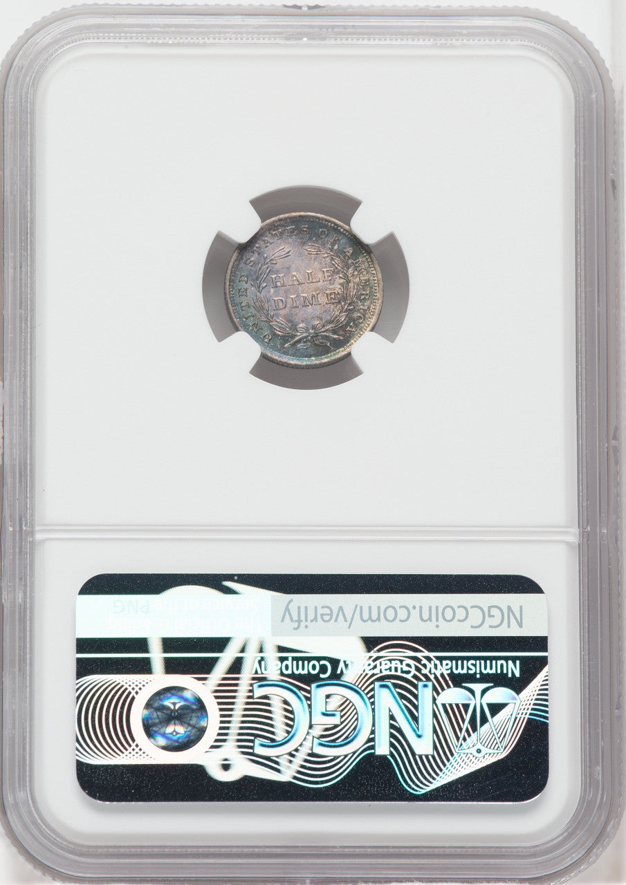 1837 No Stars Large Date (Curl Top 1) NGC Plus Seated Half Dime NGC MS66+