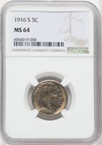 1916-S 5C Buffalo Nickel NGC MS64