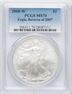 2008-W  Silver Eagle Reverse of 2007 PCGS MS70