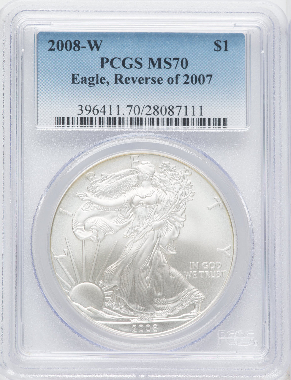 2008-W  Silver Eagle Reverse of 2007 PCGS MS70
