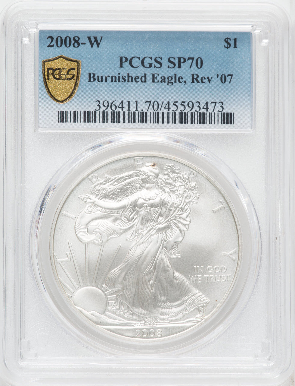 2008-W S$1 Silver Eagle Reverse of 2007 PCGS SP70