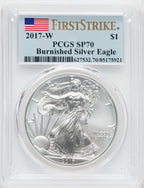 2017-W S$1 Silver Eagle Burnished First Strike SP PCGS MS70
