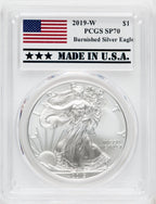 2019-W S$1 Silver Eagle Burnished PCGS SP70