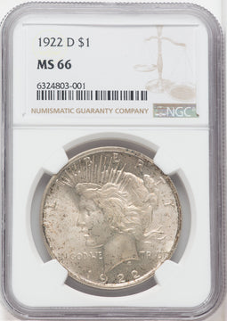 1922-D $1 Peace Dollar NGC MS66