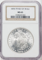1878 7TF $1 Reverse of 1878 Morgan Dollar NGC MS65