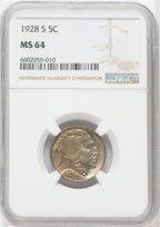 1928-S 5C Buffalo Nickel NGC MS64