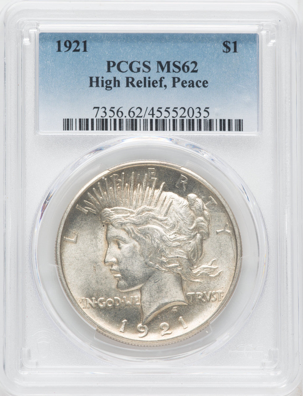 1921 $1 Peace Dollar PCGS MS62