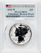 2022-W $25 Palladium Eagle Reverse Proof Advanced Release PCGS PR70