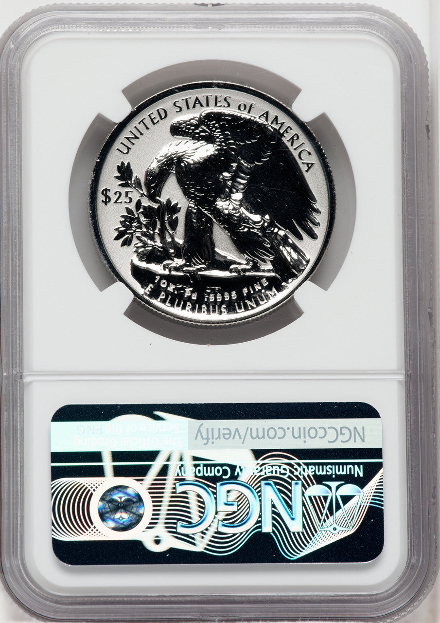 2019-W $25 Palladium Reverse Proof FDI NGC PF70 Anna Cabral Signed