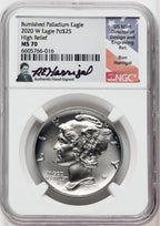 2020-W Palladium Eagle 1 oz Burnished Ron Harrigal NGC MS70