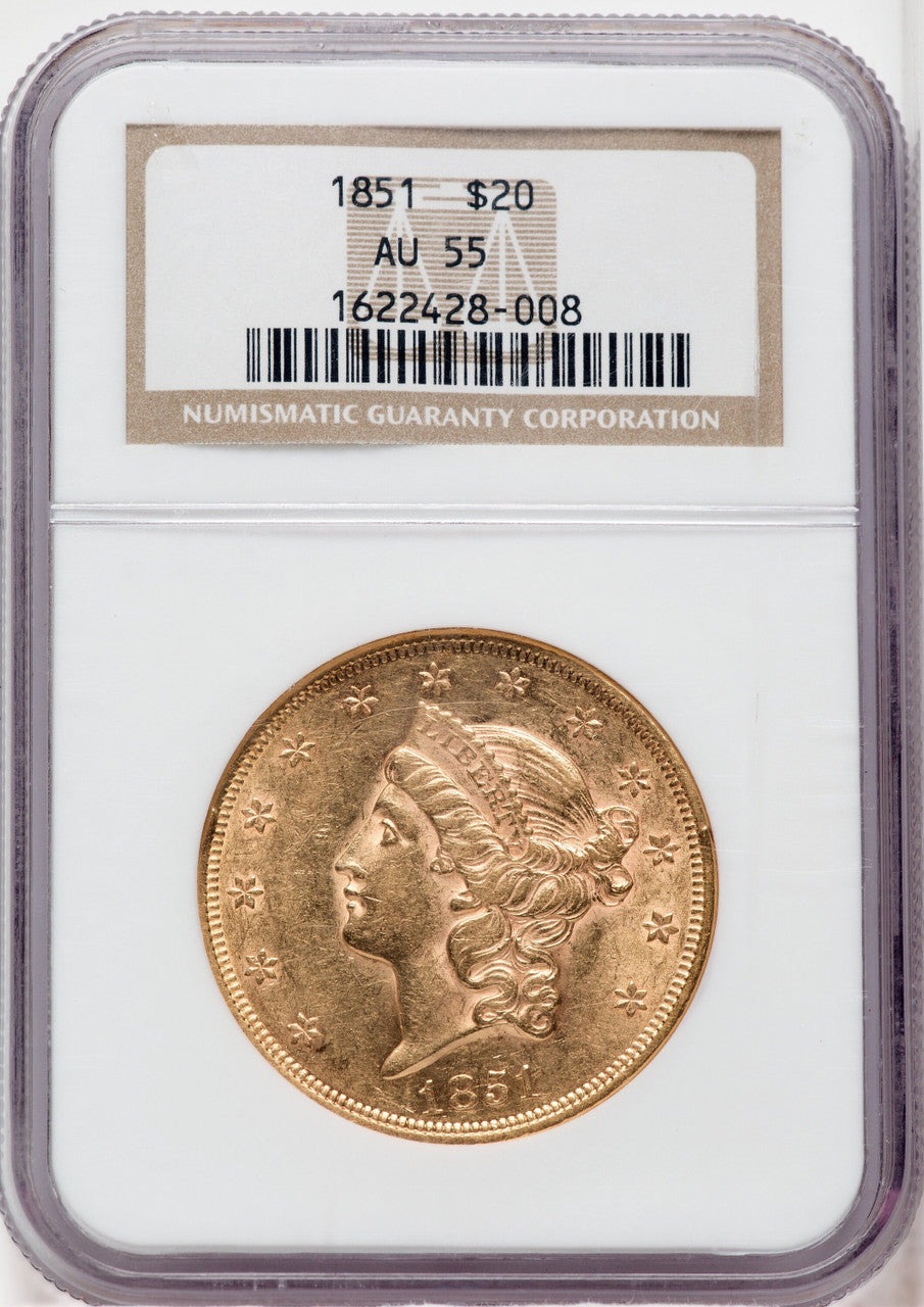 1851 $20 Liberty Double Eagle NGC AU55