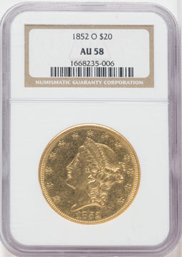 1852-O $20 Liberty Double Eagle NGC AU58