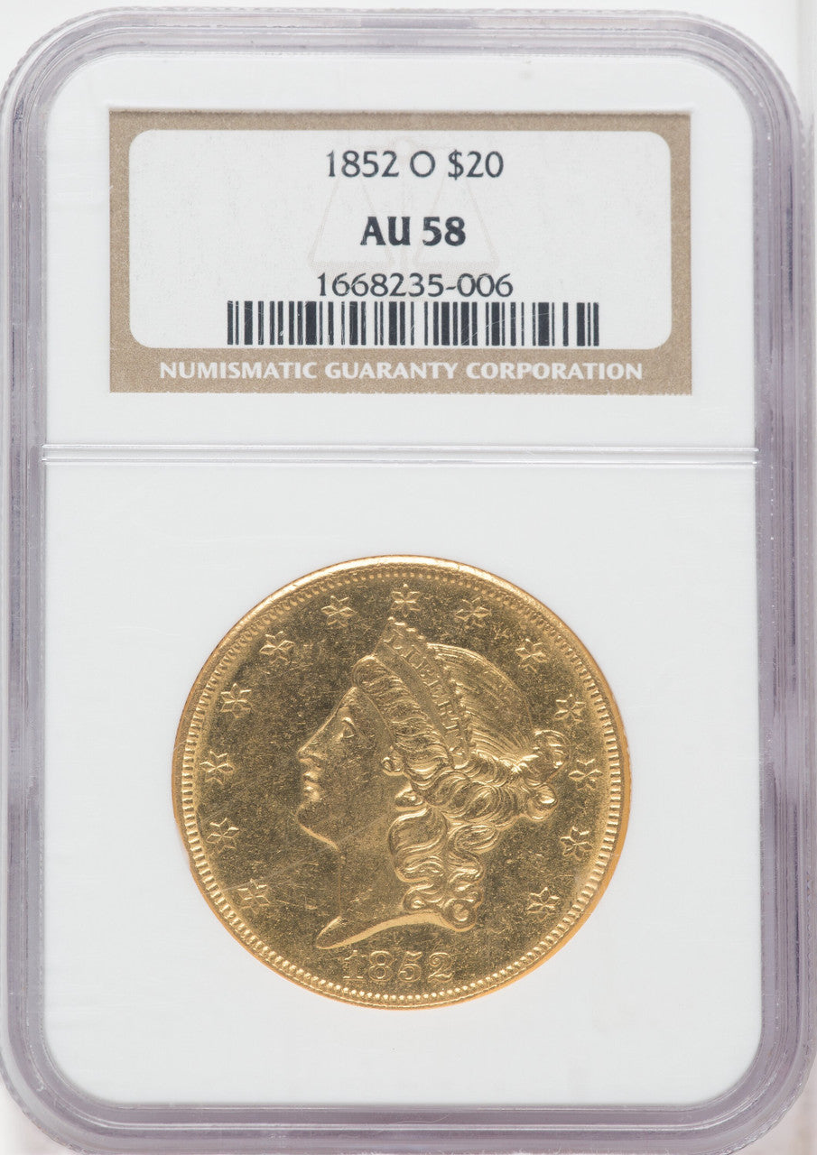 1852-O $20 Liberty Double Eagle NGC AU58