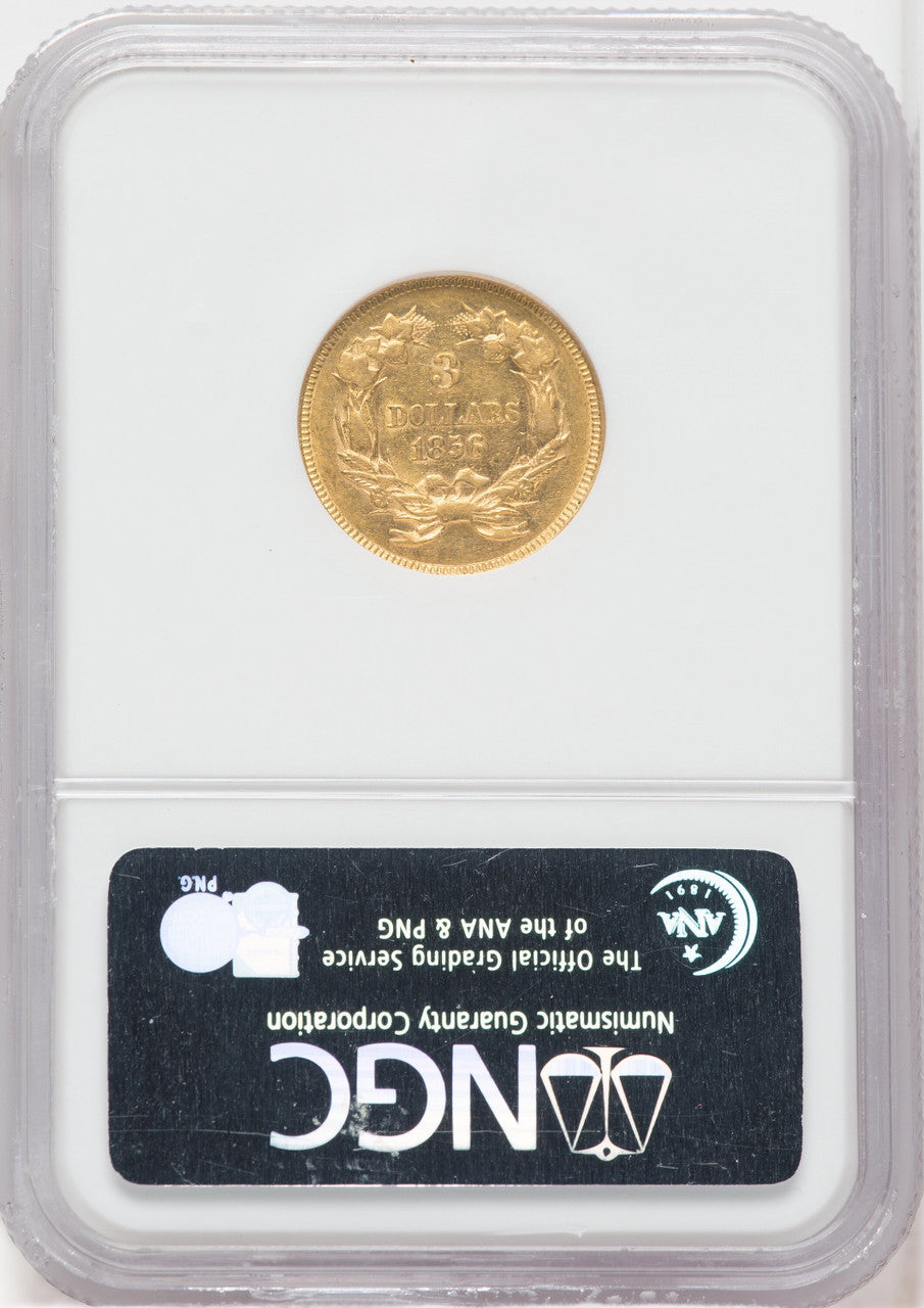 1856 $3 Three Dollar Gold Pieces NGC AU55