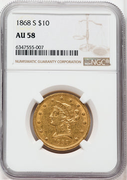 1868-S $10 Liberty Eagle NGC AU58