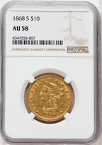 1868-S $10 Liberty Eagle NGC AU58