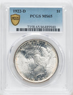 1922-D $1 Peace Dollar PCGS MS65