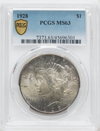 1928 $1 Peace Dollar PCGS MS63