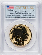2013-W $50 One-Ounce Gold Buffalo Reverse Proof First Strike PCGS PR70
