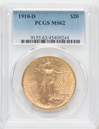 1910-D $20 Saint-Gaudens Double Eagle PCGS MS62