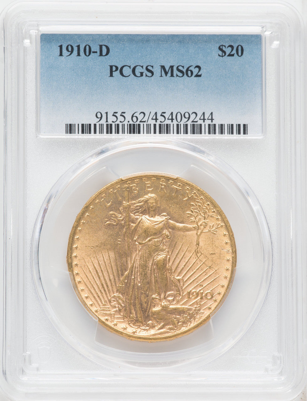 1910-D $20 Saint-Gaudens Double Eagle PCGS MS62