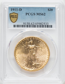 1911-D $20 Saint-Gaudens Double Eagle PCGS MS62