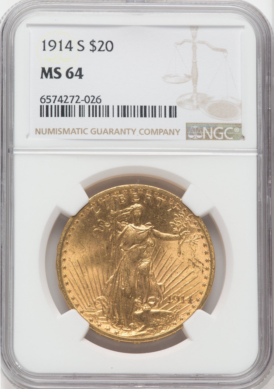 1914-S $20 Saint-Gaudens Double Eagle NGC MS64