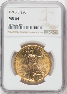 1915-S $20 Saint-Gaudens Double Eagle NGC MS64