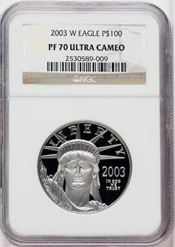 2003-W $100 One-Ounce Platinum Eagle Statue of Liberty NGC PF70