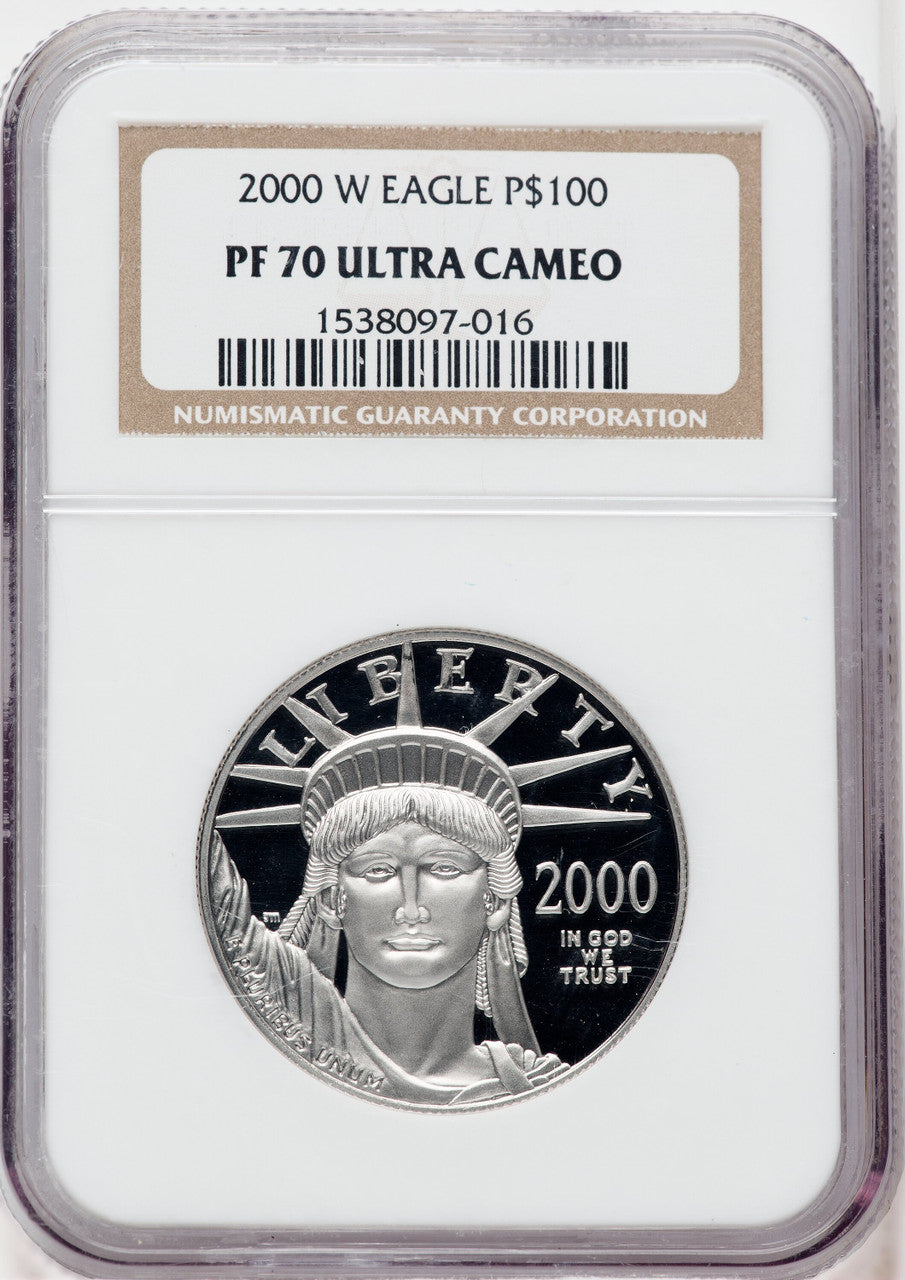 2000-W $100 One-Ounce Platinum Eagle Statue of Liberty NGC PF70