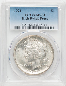 1921 $1 Peace Dollar PCGS MS64