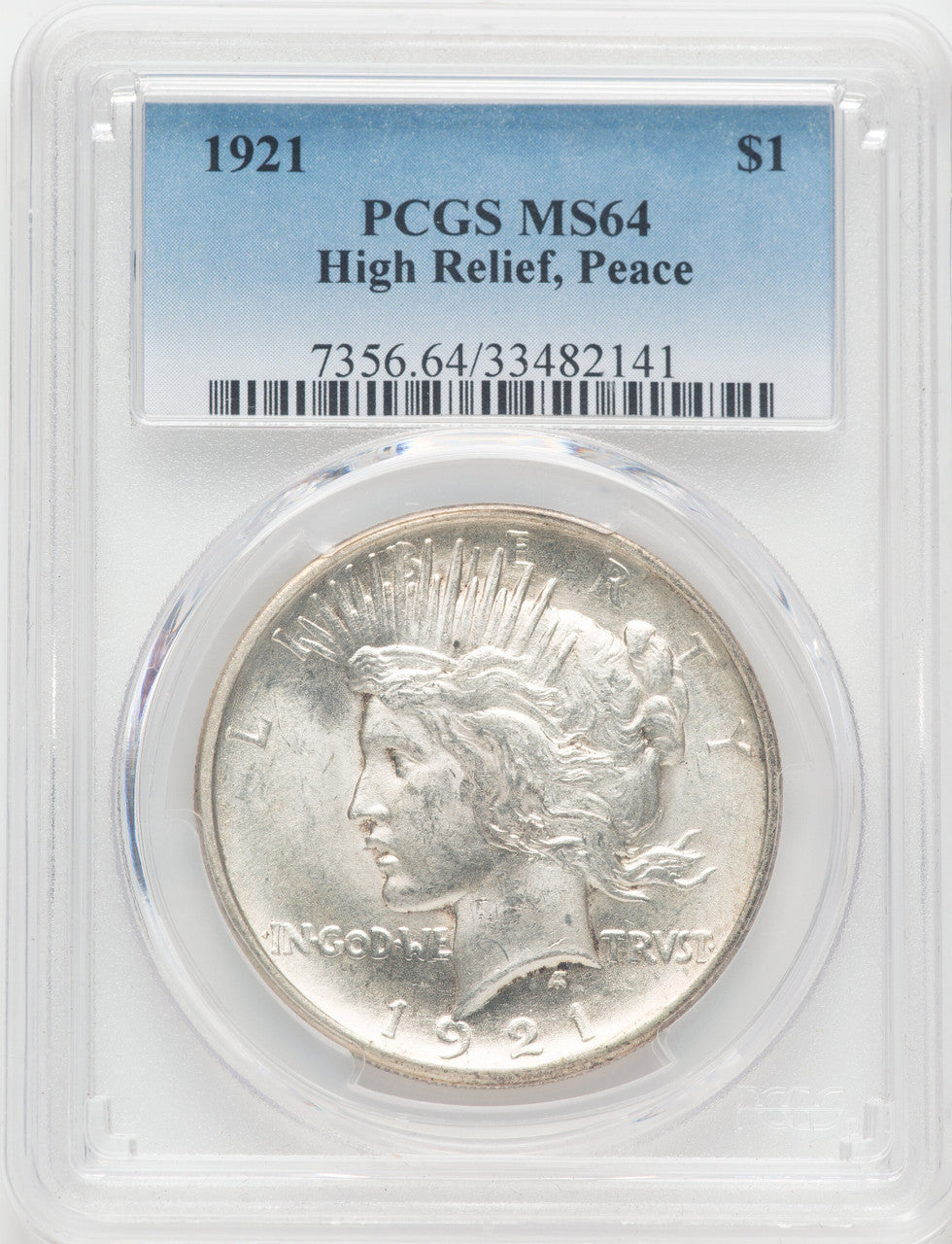 1921 $1 Peace Dollar PCGS MS64
