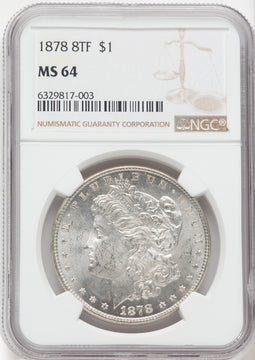1878 8TF $1 Morgan Dollar NGC MS64