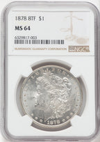 1878 8TF $1 Morgan Dollar NGC MS64
