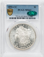 1892-CC $1 CAC Morgan Dollar PCGS MS63