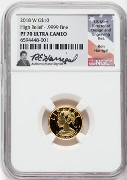 2018-W $10 American Liberty High Relief NGC PF70 Harrigal