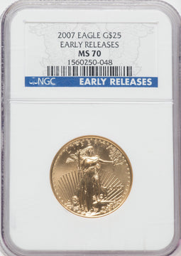 2007 $25 Half-Ounce Gold Eagle First Strike NGC MS70