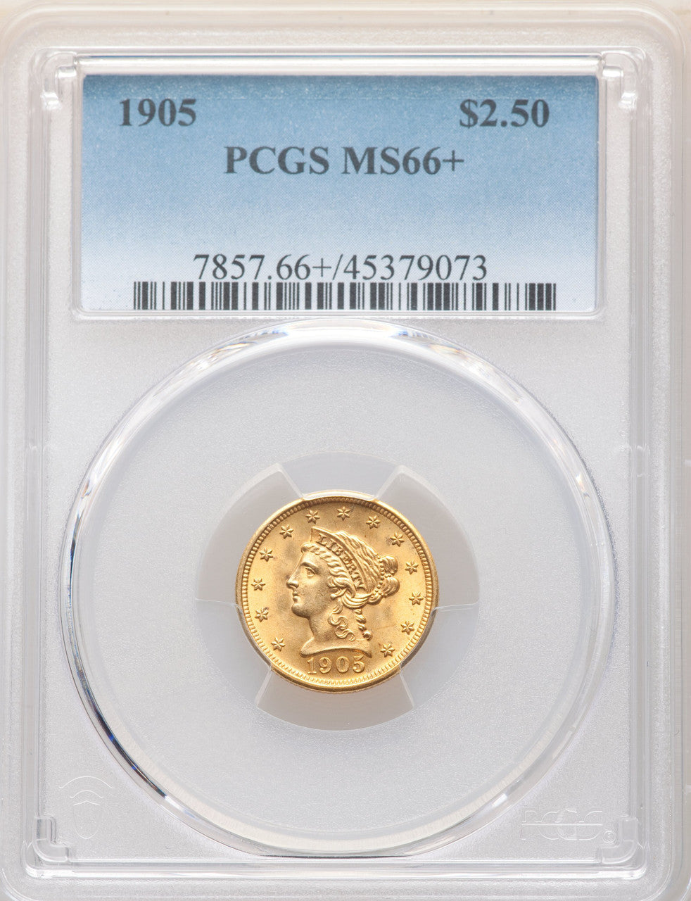 1905 $2.50 Liberty Quarter Eagle PCGS MS66+