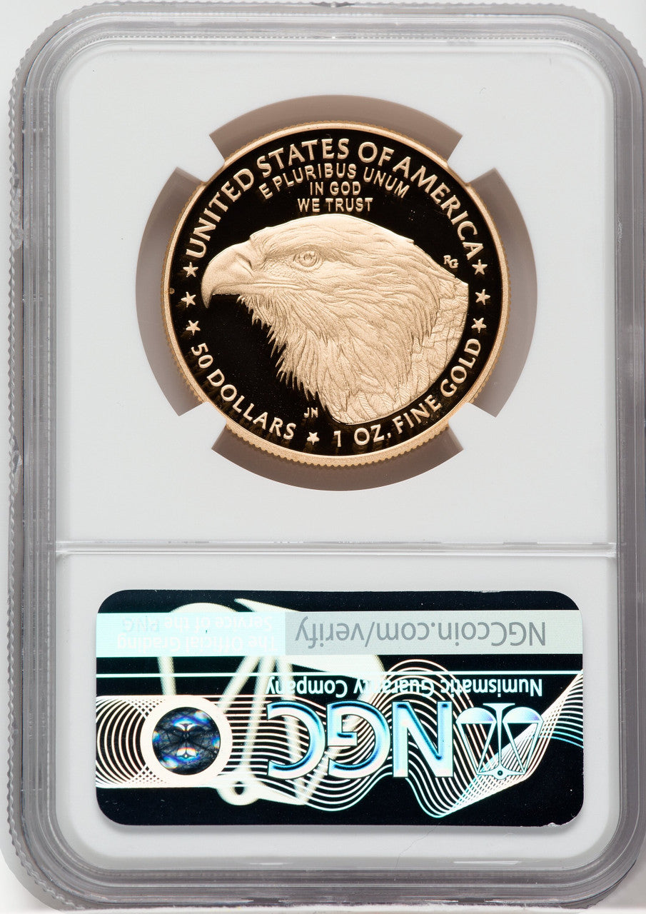 2022-W G$50 One Ounce Gold Eagle Advance Release NGC PF70 Harrigal