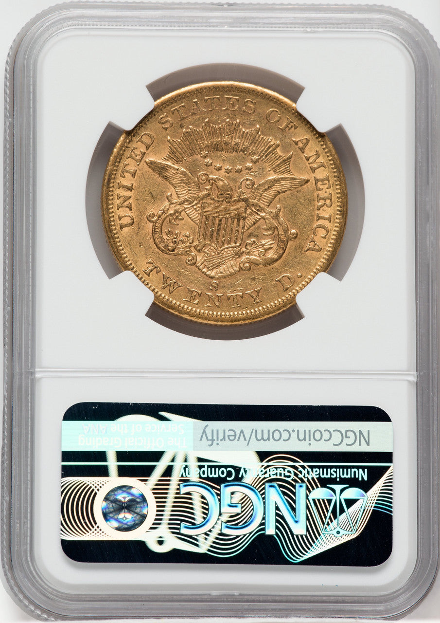 1858-S $20 Liberty Double Eagle NGC AU55
