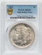 1921 $1 Peace Dollar PCGS MS62