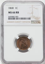 1868 1C RB Indian Cent NGC MS66