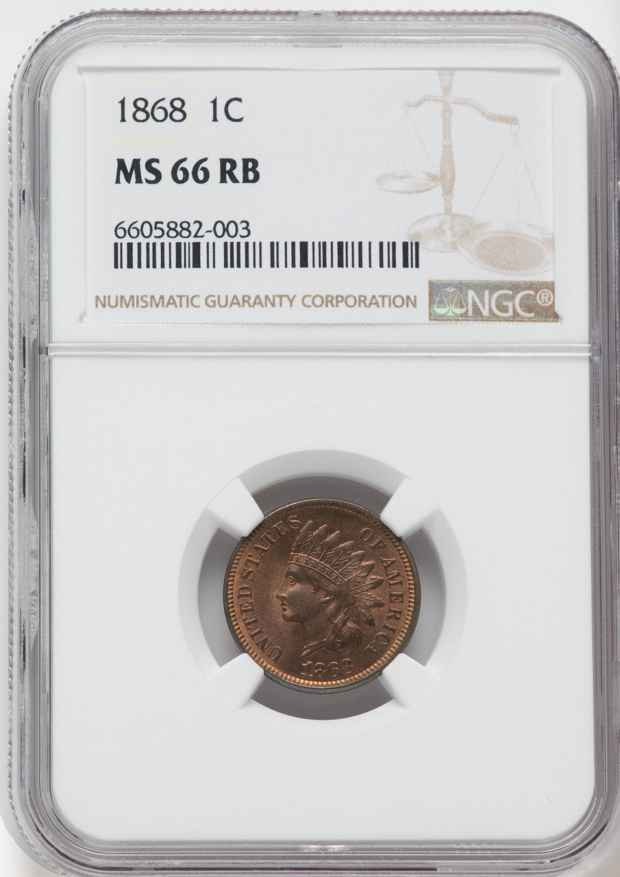 1868 1C RB Indian Cent NGC MS66