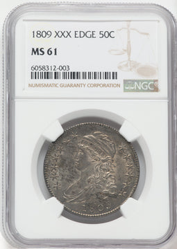 1809 50C XXX EDGE Bust Half Dollar NGC MS61