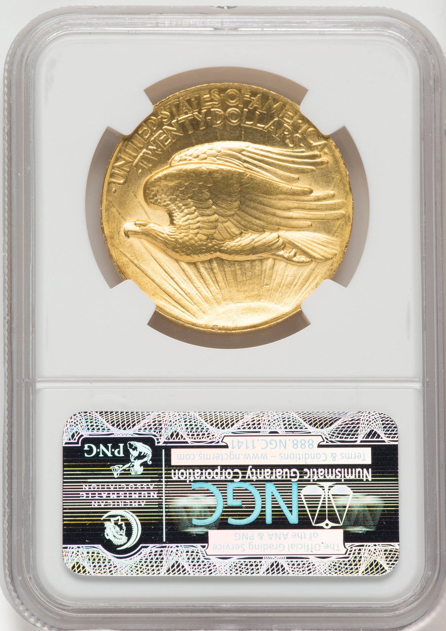 1907 $20 Wire Rim High Relief Double Eagle NGC MS63